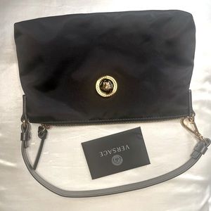 VERSACE Nylon Tribute Icon Flat Pouch Black
